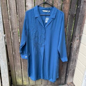 Soft Surroundings Weekender Blue Tencel Dress NWOT Sz Petite Large
